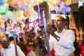 Devotee set up for before Thaipusam procession. Royalty Free Stock Photo